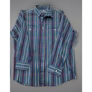 Steeple Chase Long Sleeve Shirt Size XtraLarge‎ Blue/Green/Red Plaid Button Down
